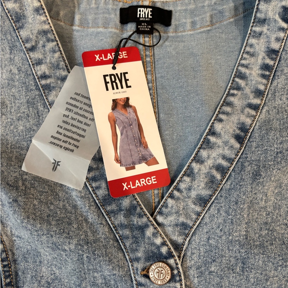 Frye Light Blue Denim Button-Front Mini Dress - Picture 6 of 7